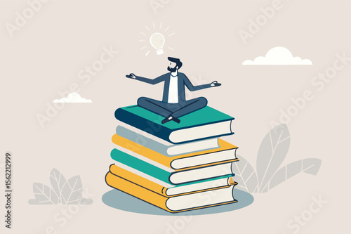 best book concept to help entrepreneurs succeed in business, knowledge or skills to succeed and overcome obstacles, smart entrepreneur success meditation and learn new skills in pile of business books