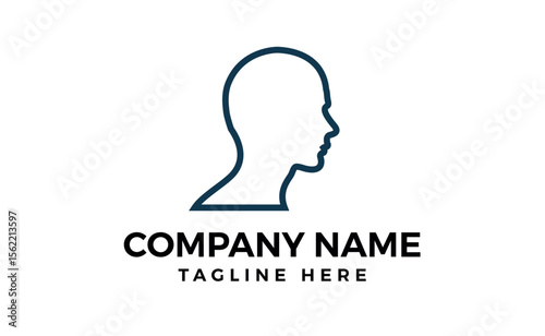 Face outline of male or man human head profile silhouette vector icon in a glyph illustration