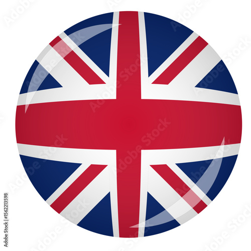 United Kingdom flag button. Emblem of UK. Vector flag, symbol. Colors and proportion correctly.