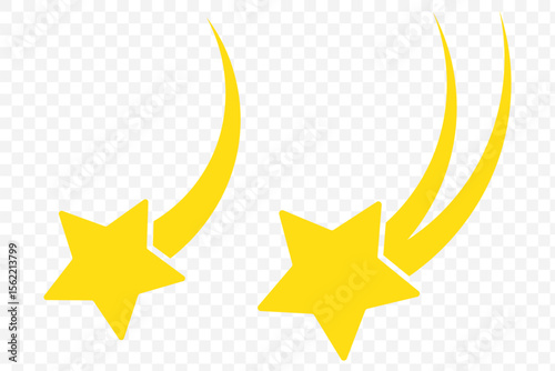 stars vector logo. Shooting stars icon vector set. Black falling stars icon. Meteorite and comet symbols. Abstract silhouette of shooting star. Flying comet with tail, falling meteor, abstract galaxy.