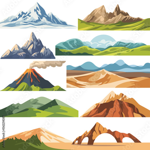 Collection of diverse mountain landscapes and natural wonders