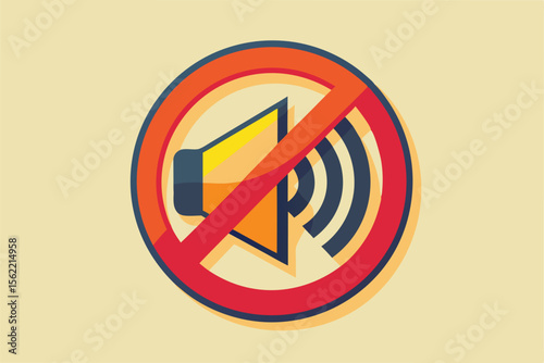 Silence Icon Mute Sound Symbol, No Noise Illustration