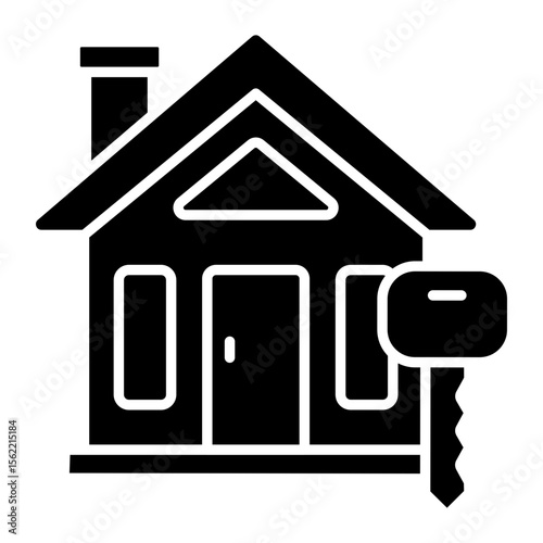 Conceptual solid design icon of home key