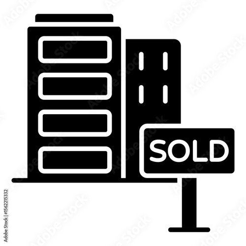 Editable design icon of sold building