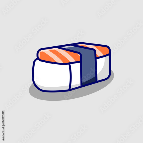 Cute onigiri sushi salmon cute cartoon vector hand drawn