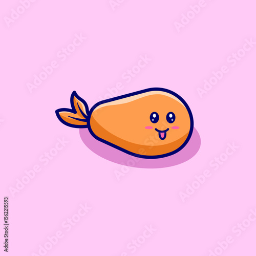 Cartoon character Tempura food floating cute cartoon vector hand drawn