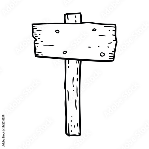 Hand drawn wooden road sign doodle wooden direction sign and arrows in sketch style 