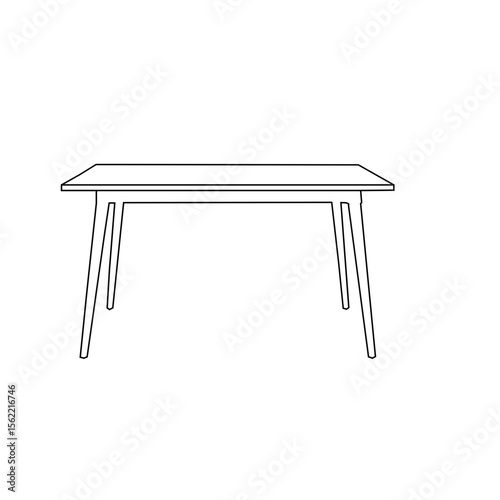 Line drawing of a mid-century modern dining table