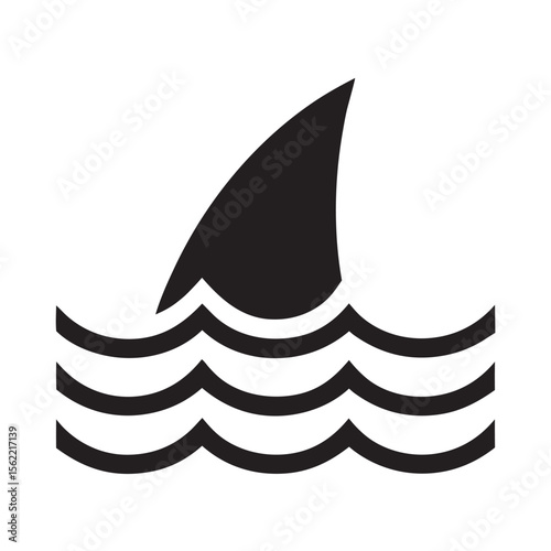 Minimalist Shark Fin Surf Logo Illustration