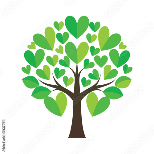 Vibrant green tree with spreading branches ideal for banners and advertisements showcasing natural beauty and growth