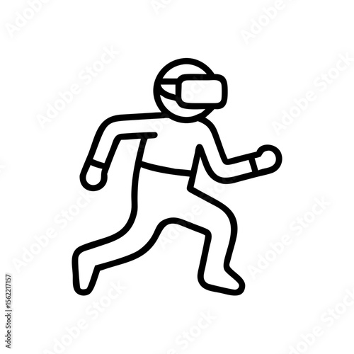 Man running in virtual reality headset representing fitness concept  