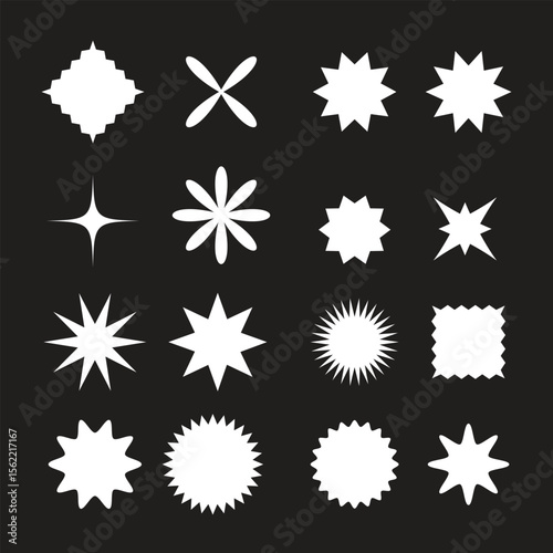 Brutalist abstract geometric shapes and grids. Brutal contemporary figure star oval spiral flower and other primitive elements. Swiss design aesthetic. Bauhaus memphis design.