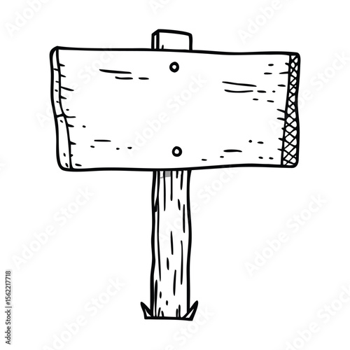 Hand drawn wooden road sign doodle wooden direction sign and arrows in sketch style 