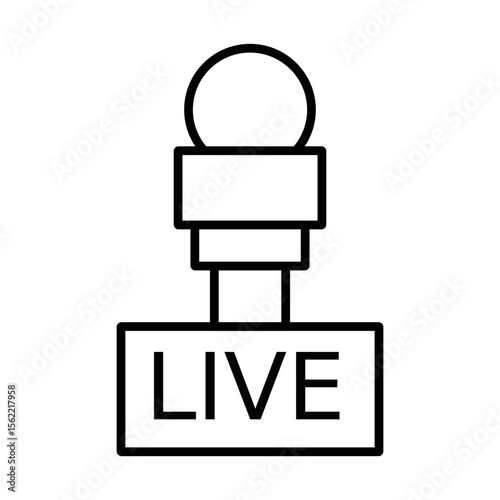 Live News Microphone Icon Vector. Live Broadcast Logo