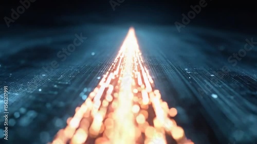 Abstract technological background with glowing arrow moving forward representing progress