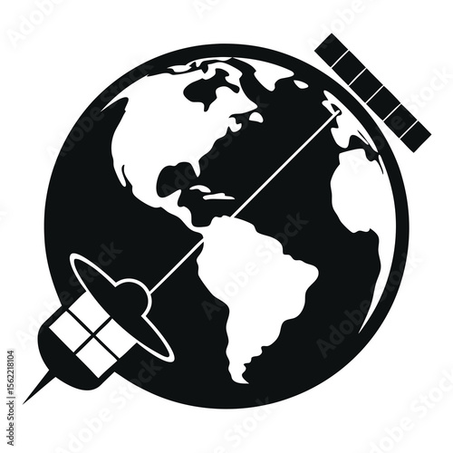 Vector illustration of a global earth map with continents and a compass, ideal for international business and travel icons
