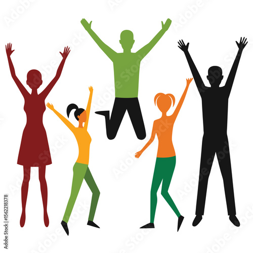  A vector silhouette bundle featuring 6 different figures of hopeful people raising their hands in various expressive poses