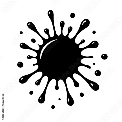 Dynamic Black Ink or Paint Splatter Splash Vector - Abstract Design Element for Grunge and Art Projects