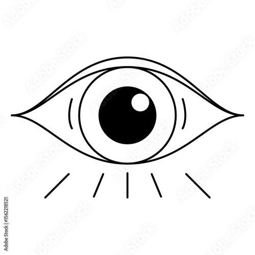 Flat minimalist eye icon in outline style, vector EPS 10 for. Includes open eye with surprised mode. Ideal for visibility toggles, privacy settings, security UI elements and design tools.
