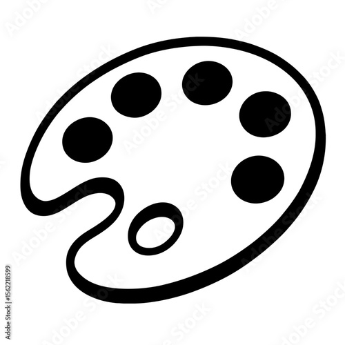 Minimalist Black and White Artist's Paint Palette Vector Icon - Creative Art and Design Symbol