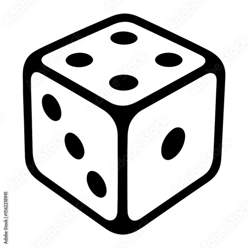 Classic Black and White Dice Game Cube Icon Vector for Chance and Gaming