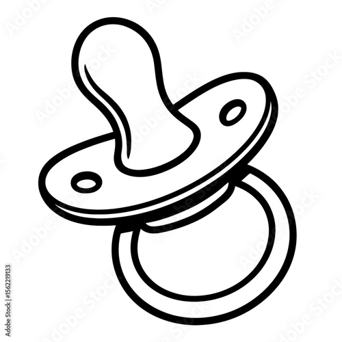 Cute Black and White Baby Pacifier Outline Vector - Ideal for Nursery and Childcare Designs