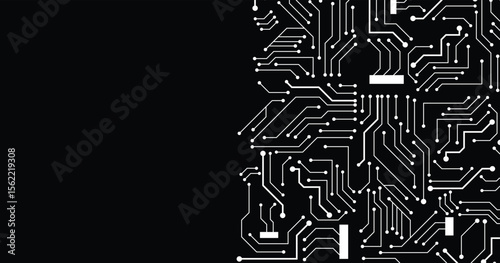 Electronics board. High tech digital data connection system concept. Circuit engineering technology. Computer electronic printed circuit board microcircuit design