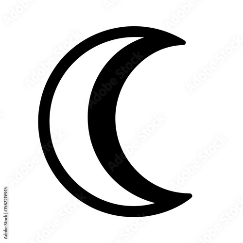 Crescent Moon Sky Icon Vector - Minimalist Lunar Phase Symbol