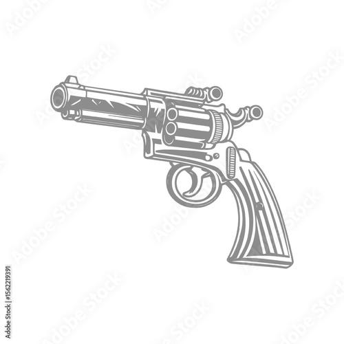 Detailed Hand-Drawn Revolver Illustration