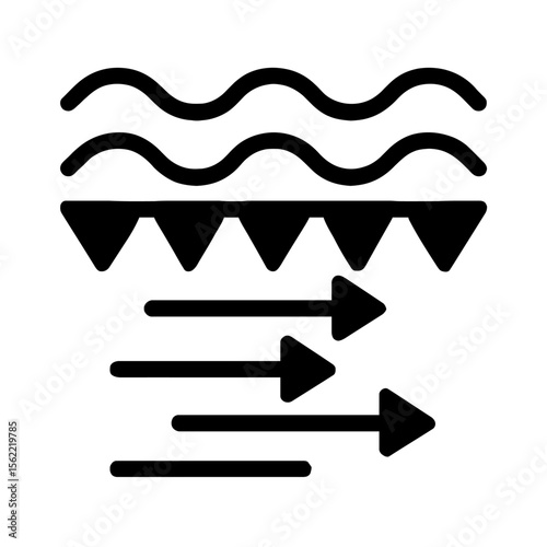 Wind Waves and Current Icon Vector - Weather and Ocean Dynamics Symbol