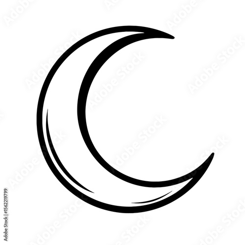 Crescent Moon Outline Icon Vector - Simple Celestial Symbol of Night and Islam