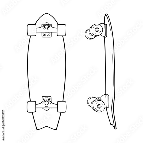 skateboard vector set collection with lineart handdraw illustration