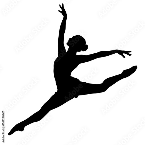 Graceful Ballerina Leap Silhouette Vector - Elegant Dancer in Motion