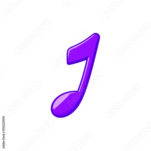 A single bright purple eighth note musical symbol isolated on white background