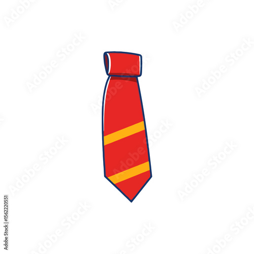 Red and yellow striped necktie isolated on white background
