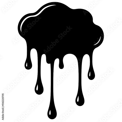 Ominous Black Dripping Paint or Slime Blob Vector - Gooey Stain Design Element