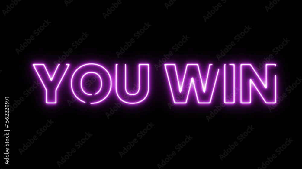 You Win Colorful Neon Glow Sliding Text Animation on Black Background