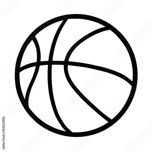Classic Basketball Ball Outline Vector Icon - Sport and Game Equipment Symbol