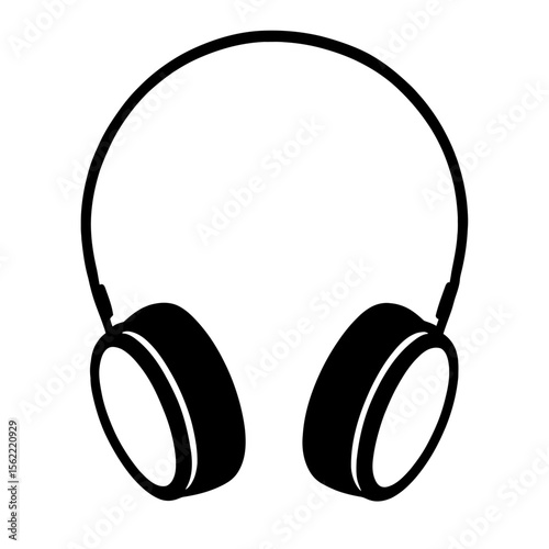 Black Outline Over-Ear Headphones Vector Icon - Audio Device for Music and Communication