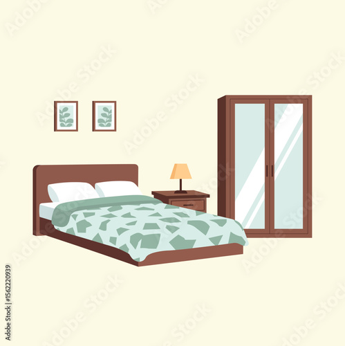 Bedroom interior with furniture and decor