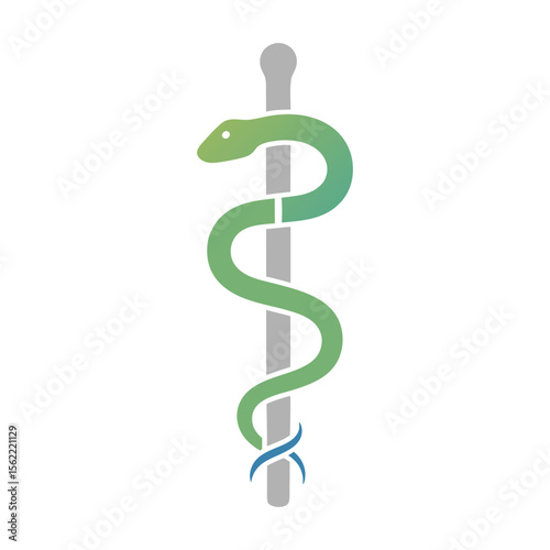 Modern Rod of Asclepius Medical Symbol Vector Illustration - Healthcare Healing DNA Graphic