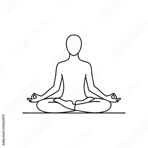 Minimalist Person in Yoga Lotus Pose Outline Vector Illustration - Meditation Wellness Graphic