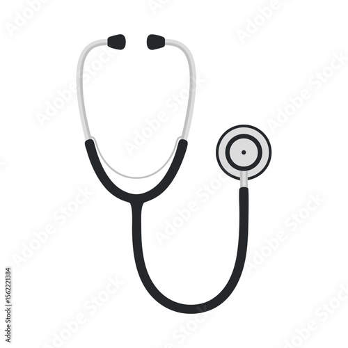 Classic Medical Stethoscope Flat Design Vector Illustration - Doctor Healthcare Diagnosis Graphic