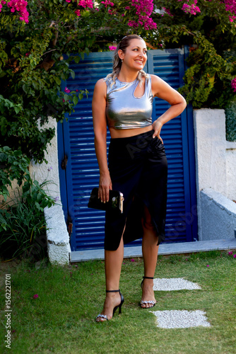 portrait of party girl in the garden