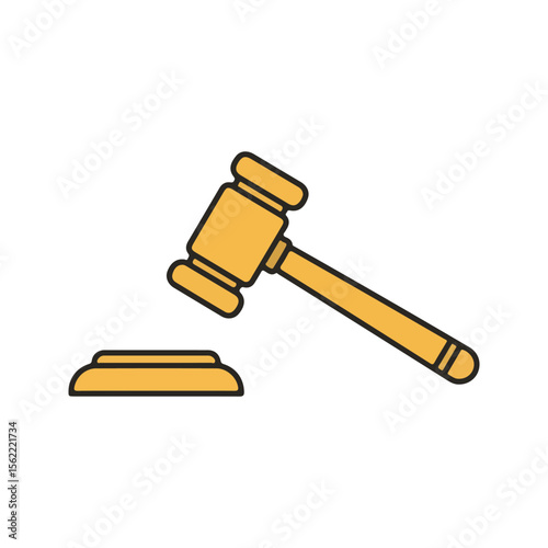 Gavel (Judge's Hammer) Icon – Flat Vector Law and Justice Illustration