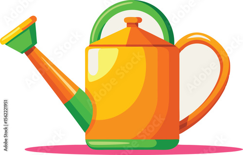 Bright and Cheerful Cartoon Watering Can Illustration for Gardening