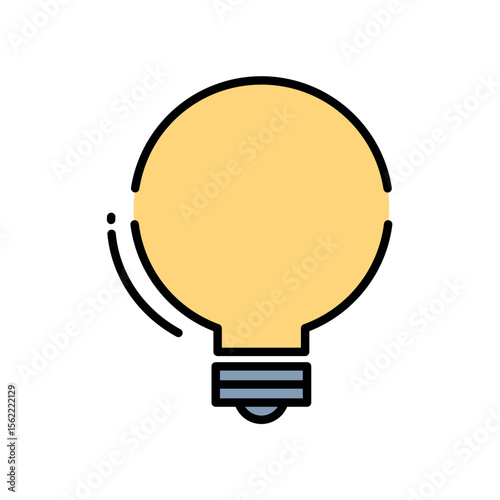 Colorful Light Bulb with Bold Black Outline and Glow