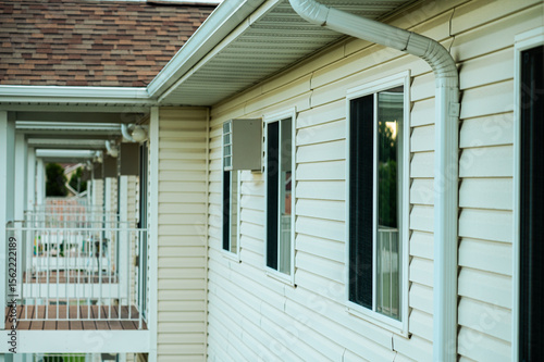 Exterior siding and windows of residential building