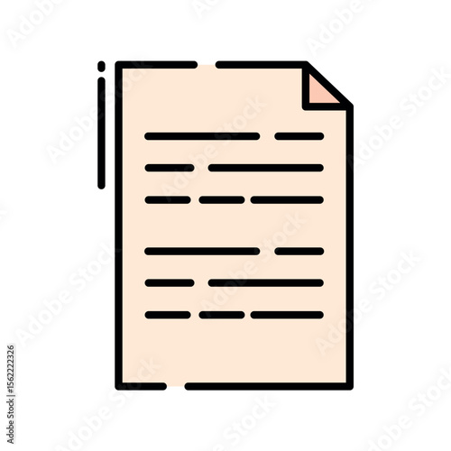 Colorful Document Sheet with Bold Black Outline and Text