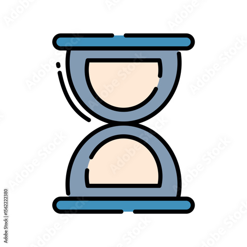 Colorful Hourglass with Bold Black Outline and Flowing Sand